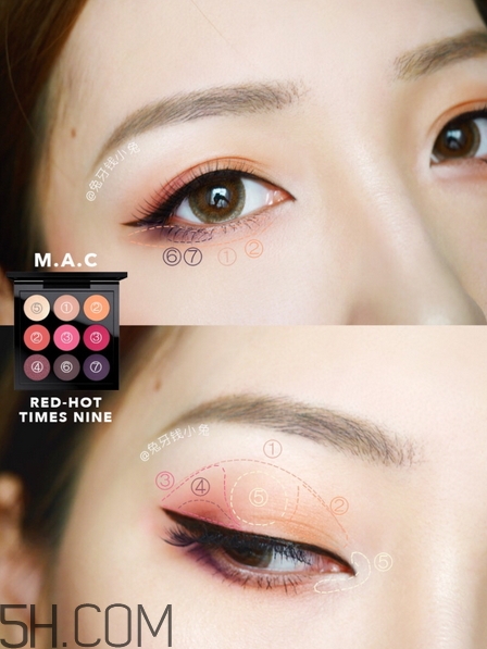 mac red hot9色眼影盤色號_試色圖