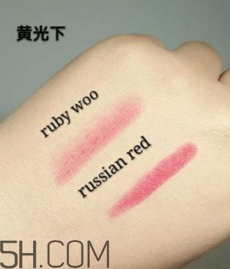 mac russian red和ruby woo哪個好看_試色對比