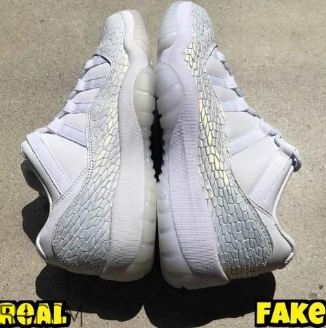 air jordan 11 low爆裂白蛇真假鑒定_真假對(duì)比