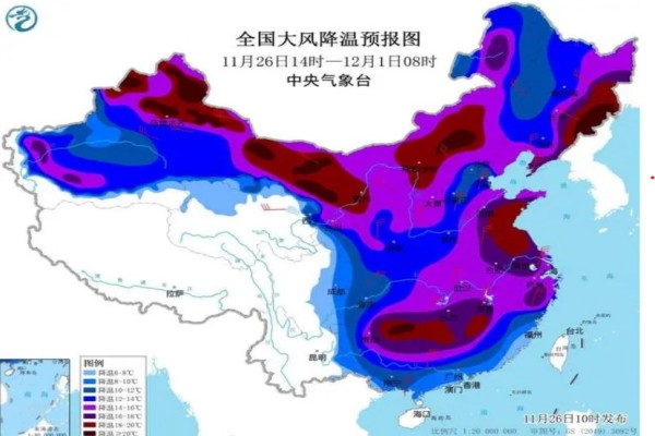 大風降溫預報圖紫藍一片 天氣降溫對人體的影響